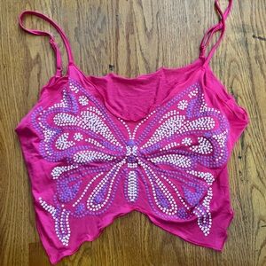 Pink Butterfly Tank Top 3xl